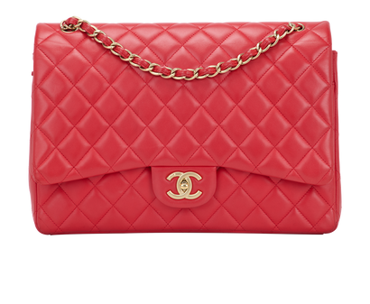 Maxi Classic Double Flap, &pound;4,750, Handbags, Red, Lambskin Leather, Front view